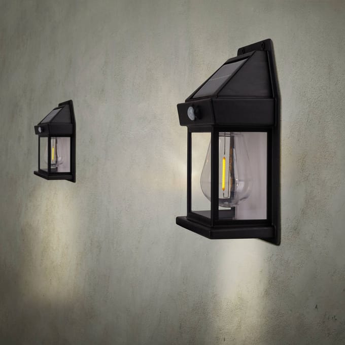 Näve LED buiten wandlamp Mira, sensor, zwart, set van 2 IP44