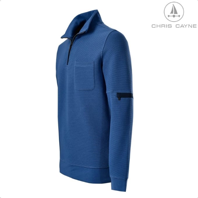Trui 3253 blauw korte rits Chris Cayne - maat M
