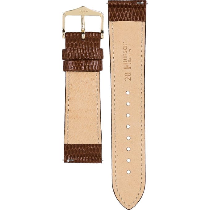 Hirsh Horlogeband Rainbow Goudbruin - Leer - 20mm