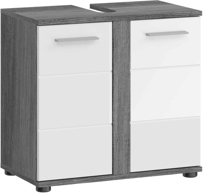 Blake wastafelmeubel wit hoogglans MDF TZ rookzilver NB - 34x57x60cm