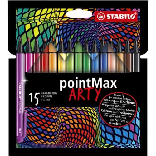 STABILO pointMax - Hardtip Fineliner 0,8 mm - ARTY Etui Met 15 Kleuren