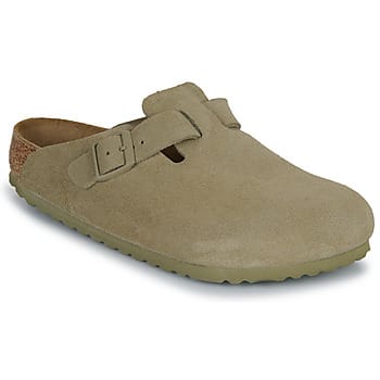 Birkenstock Boston Suede Leather Faded Khaki Normal Groen