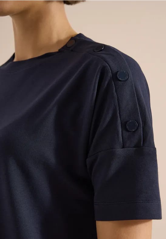 Shirt met aflopende schouders en knopen