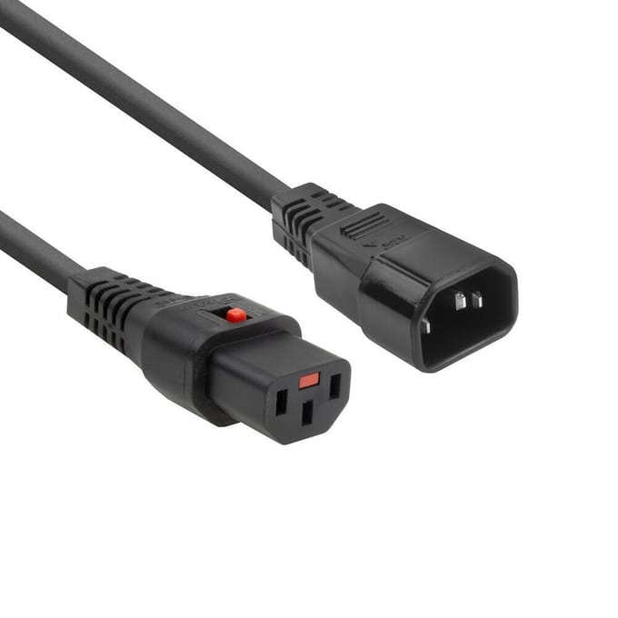 ACT Netsnoer C13 IEC Lock - C14 zwart 2 m, PC1021, 5-Pack AK5328