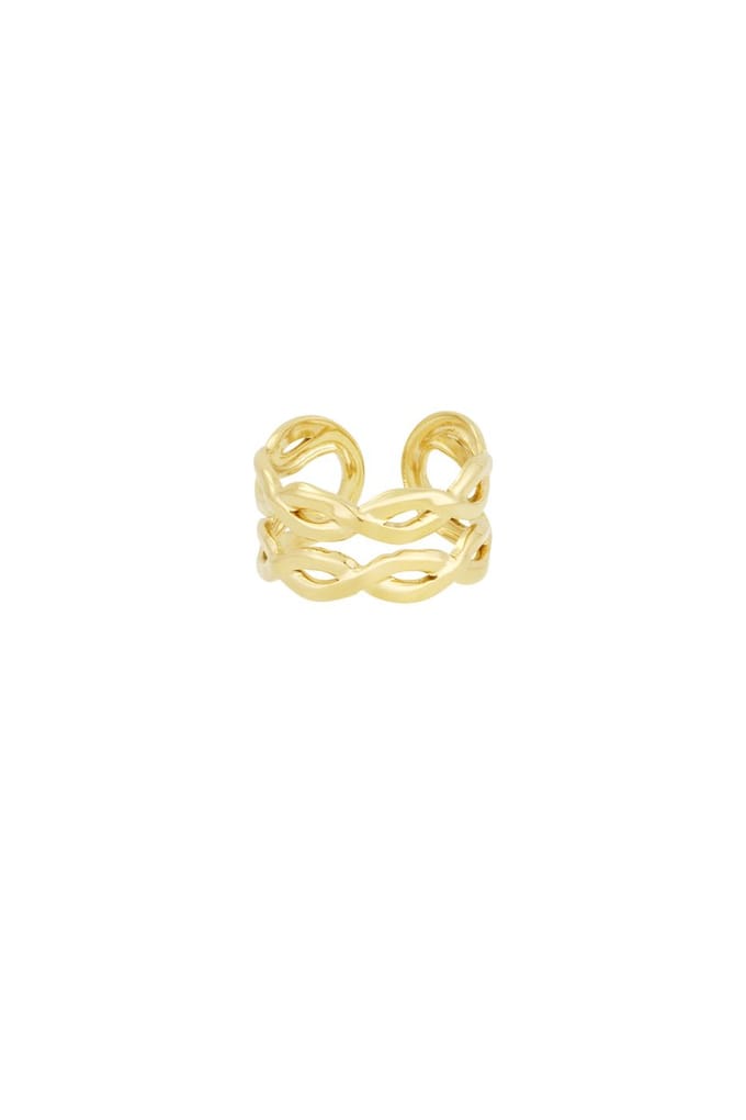 Yehwang Layered - Ring - One Size - Verstelbaar in maat - Stainless steel - Goudkleurig