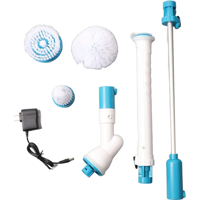 Brosse de Nettoyage Électrique Rechargeable Sans Fil à Long Manche Brosse de Nettoyage Rétractable Auto-Rotative white