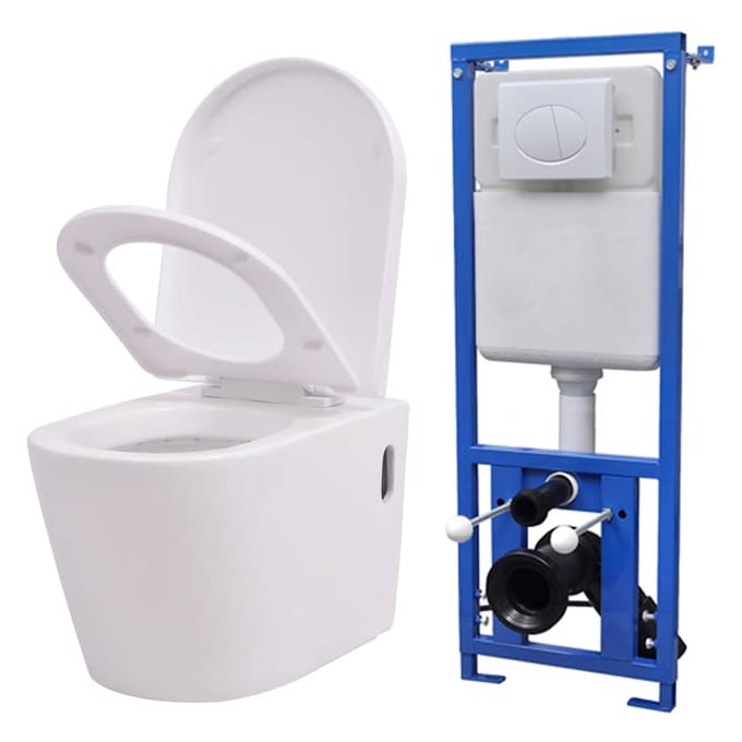 vidaXL - Hangend - toilet - met - verborgen - stortbak - keramiek - wit