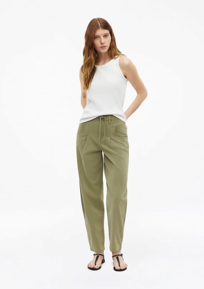 Enkel lengte gekleurde broek met taillekoord voor dames s.Oliver