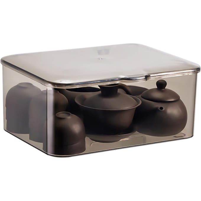 Theeset Opbergdoos Transparante Opbergcontainer Grote Capaciteit Multifunctioneel Stofdicht Theekop black