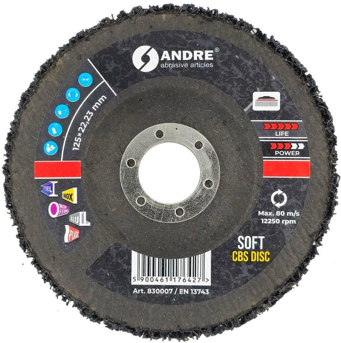 Andre CBS Serie - Schuurschijf - 125mm - Zacht - Zwart
