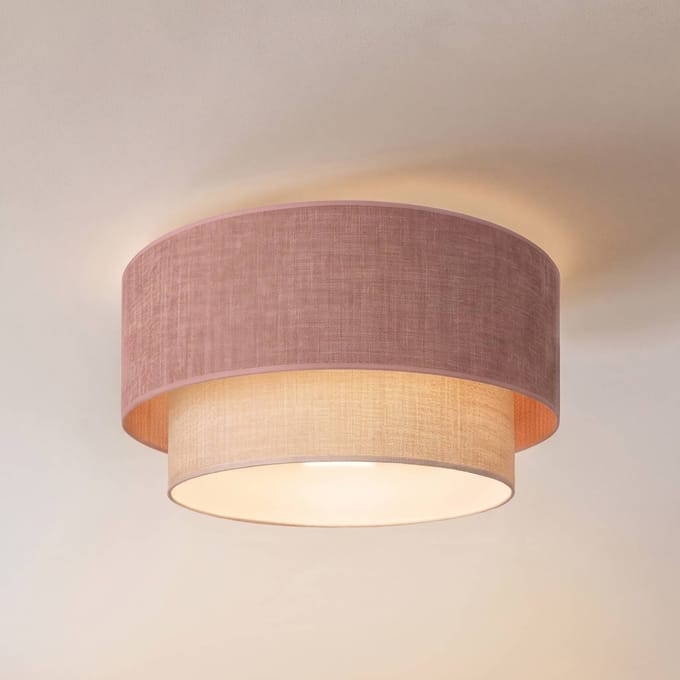 Duolla Plafondlamp Boho, roze/beige, Ø 45 cm, textiel, E27