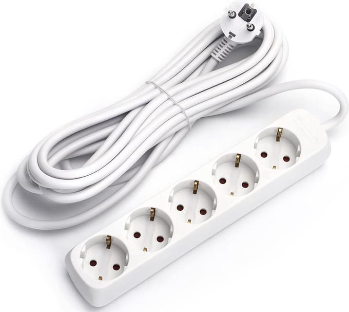 Stekkerdoos - Verlengsnoer - Aigi Synci - 3680W - 5 Stopcontacten - 5 Meter - Wit | Nederland