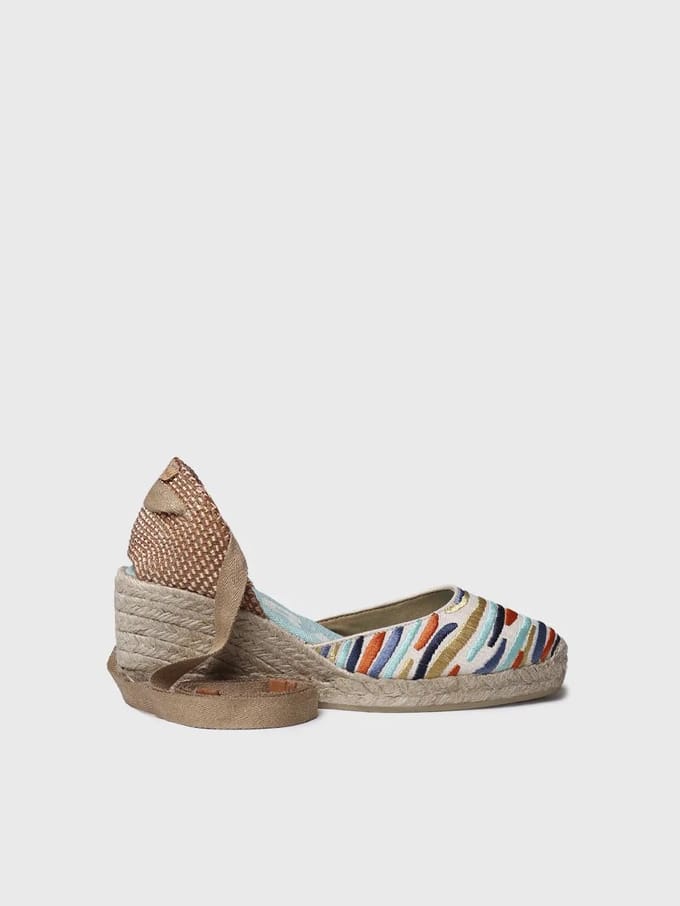 Geborduurde espadrilles met sleehak voor dames | CASTELL