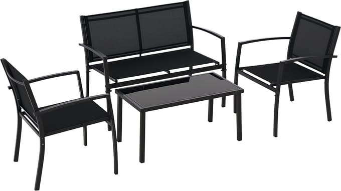 Outsunny tuinbankstel - Metaal - 105x60x77cm - Zwart