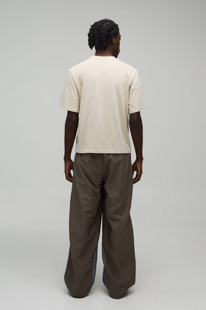 Baggy Fit Colour Block Trainingsbroek | Brown | Size Medium