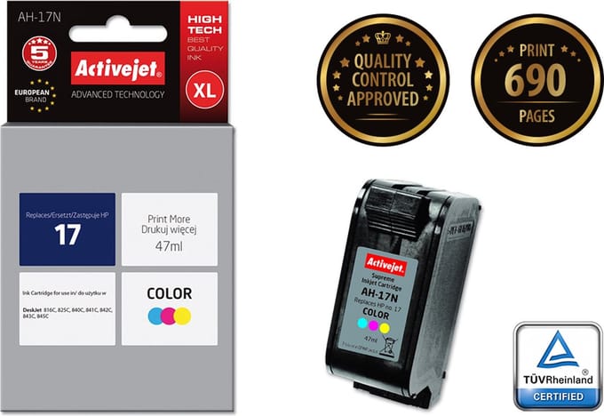 Compatibele inktcartridge Activejet AH-17N Cyaan/Magenta/Geel