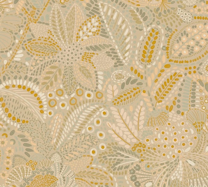 BLOEMEN EN BLADEREN BEHANG | Abstract - Meerkleurig Beige - A.S. Création Cuba II
