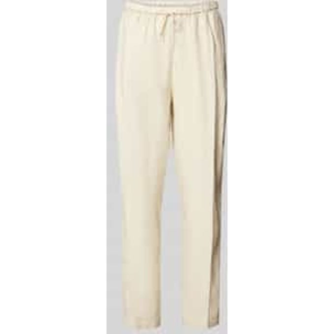 Tapered fit linnen broek met persplooien, model 'CASUAL LINEN'