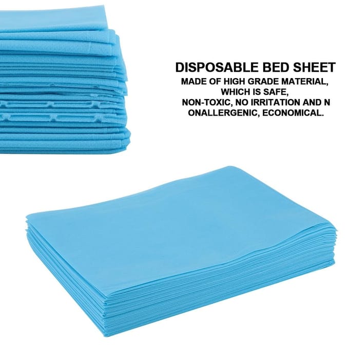 Drap de lit jetable imperméable et résistant à l'huile pour salon, spa, tatouage, table de massage, hôtels (Bleu) blue