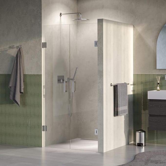 Brauer Void - Pendeldeuren - Helder Glas - 100 x 200 cm - incl. Glascoating - PVD RVS-Kleurig Geborsteld