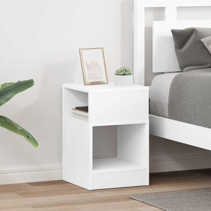 vidaXL - Bijzettafel - 2 - st - Wit - 30,5 - x - 30 - x - 45 - cm - Bewerkt - hout