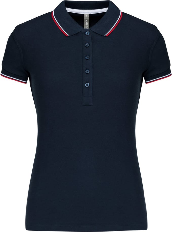 Kariban Damespolo korte mouwen K251 - Navy / Red / White - S