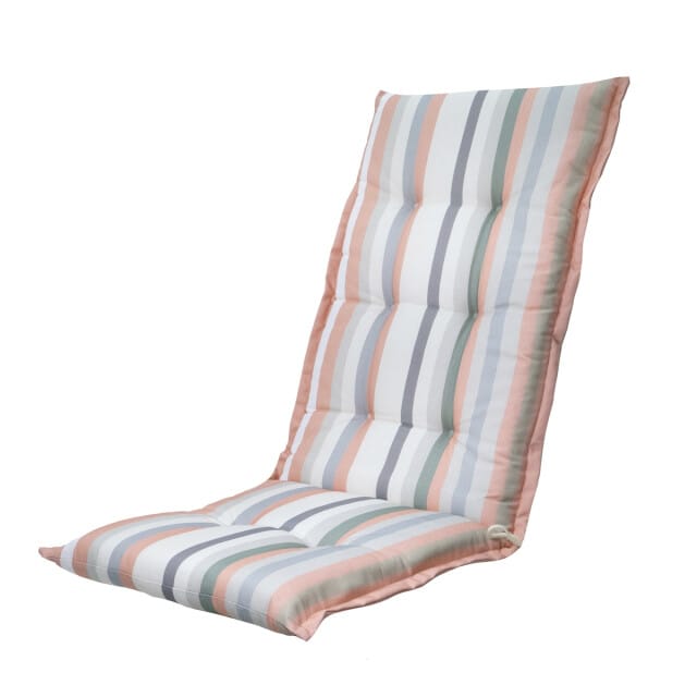 Madison - Tuinstoelkussen Hoge Rug Righe salmone - Ca. 123x50 cm - Set van 4