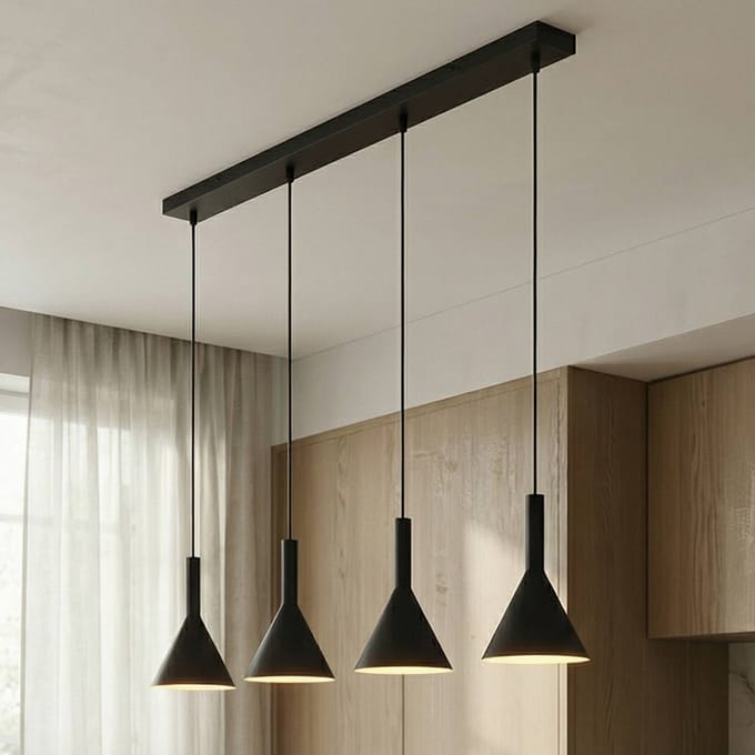 Arcchio - hanglamp - 4lichts - Staal - H: 28 cm - E27 - zwart, wit