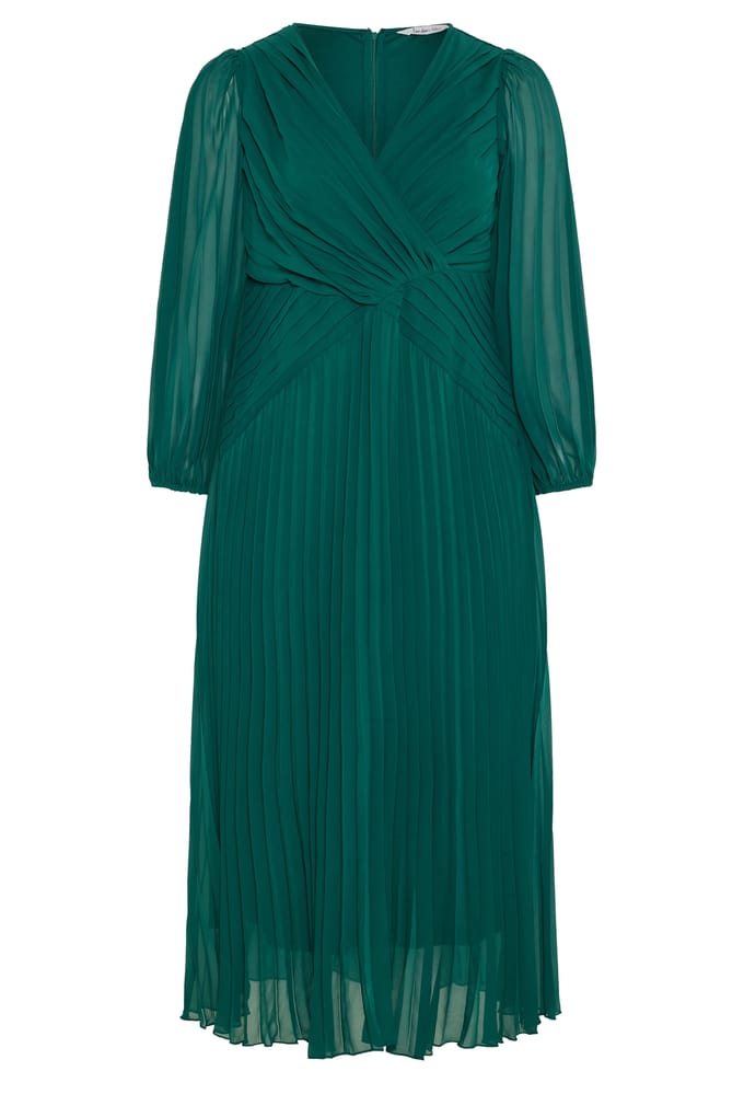 Yours London Curve Geplooide Jurk In Groenblauw Size 48