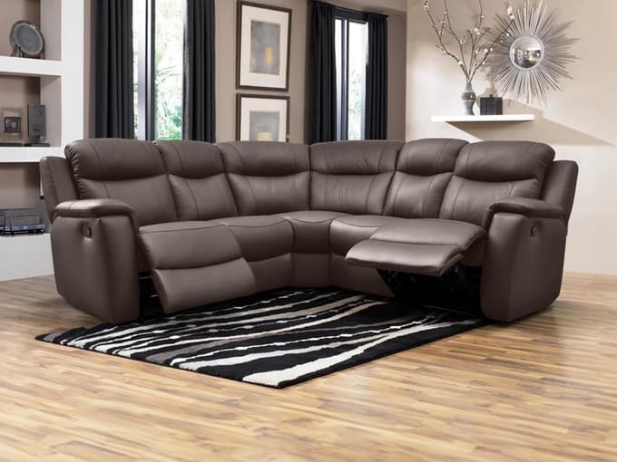 Vente-unique Leren relaxhoekbank EVASION - bruin