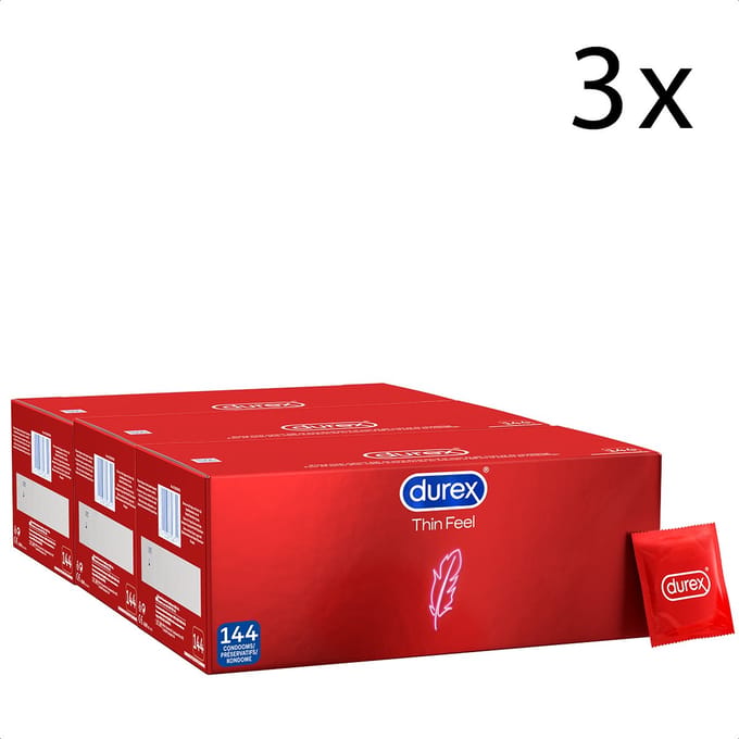 Durex Condooms Thin Feel 144st - 3 Stuks - Voordeelverpakking