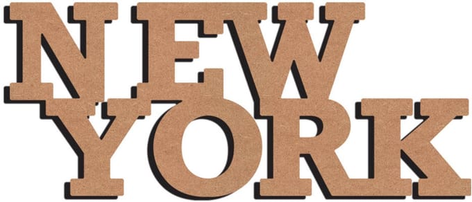 Gomille MDF decoratie New York 28 cm - creatief figuurwoord.