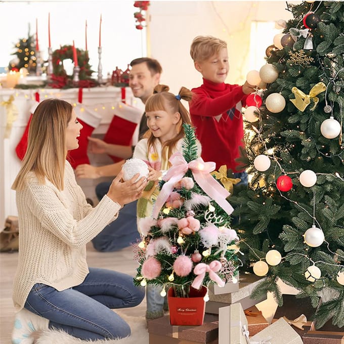 Inches Mini Kerstbomen Batterij-aangedreven Kunstmatige Prelit Tafelblad Kerstboom met String With String Light wit