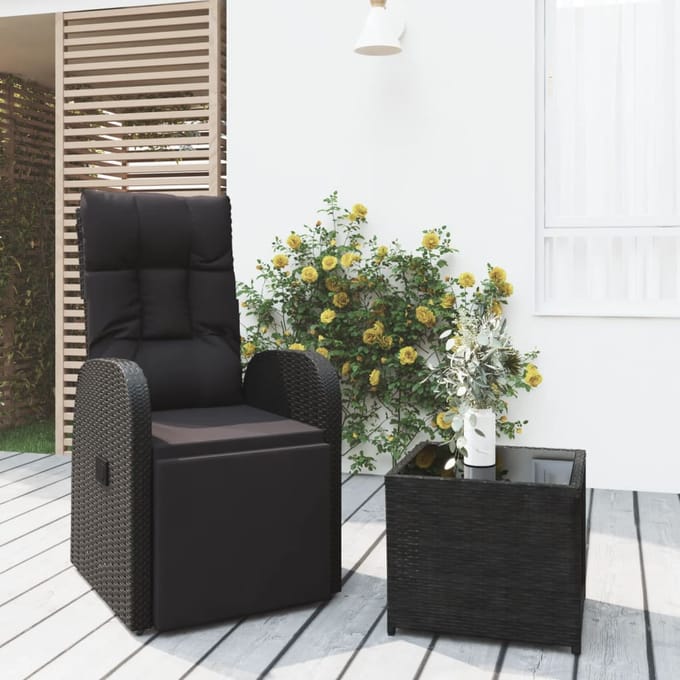 vidaXL - 2-delige - Loungeset - poly - rattan - en - staal - zwart