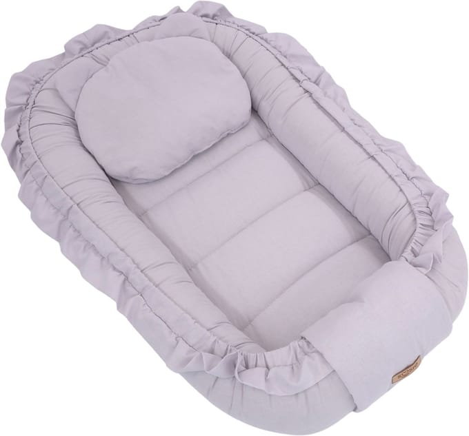 Babynestje - FRILL - Babynest SET met kussen - Grijs