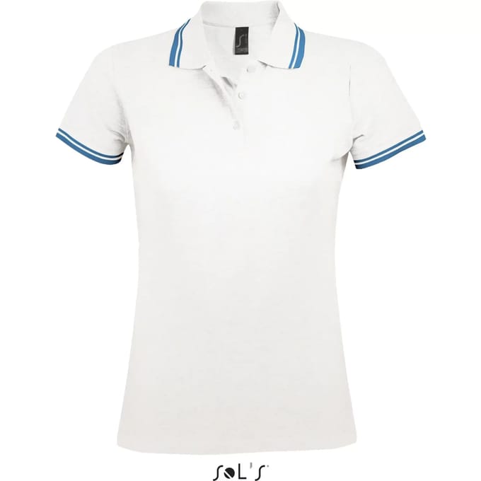 SOL'S Women´s Polo Shirt Pasadena L586 - White/Aqua - M