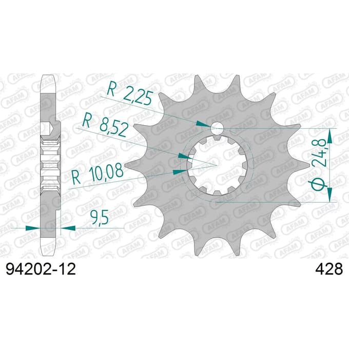 Stalen motortandwiel voor Afam 428 12 dents