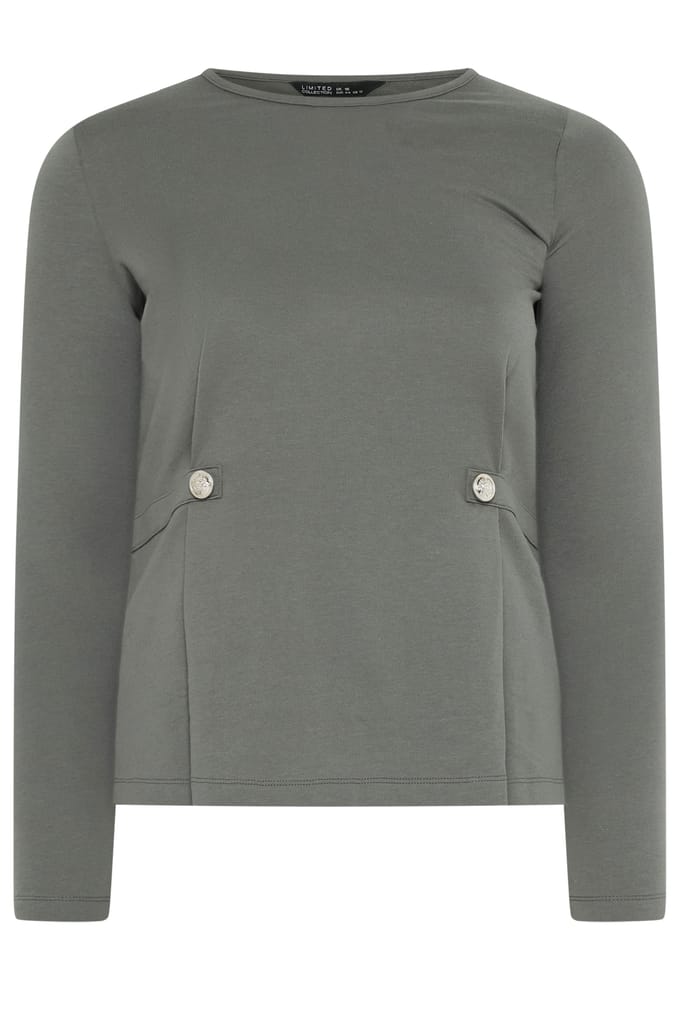 Limited Collection Grijze Top Met Knoopdetails In De Taille Size 48