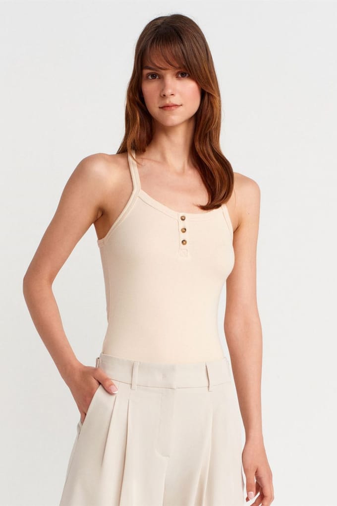 Slim Fit Geribbelde Brei Top