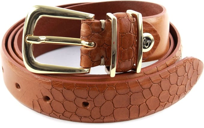 b.belt Leren riem Charlisa Gold Belt W100 Mid Brown bruine