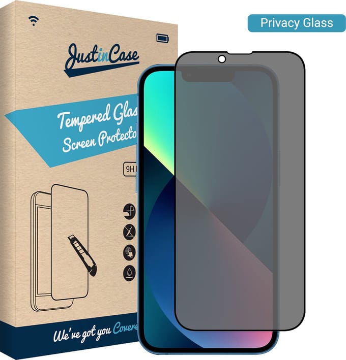 Just in Case privacy Screenprotector geschikt voor iPhone 14 - Screenprotector Anti Spy Gehard Glass