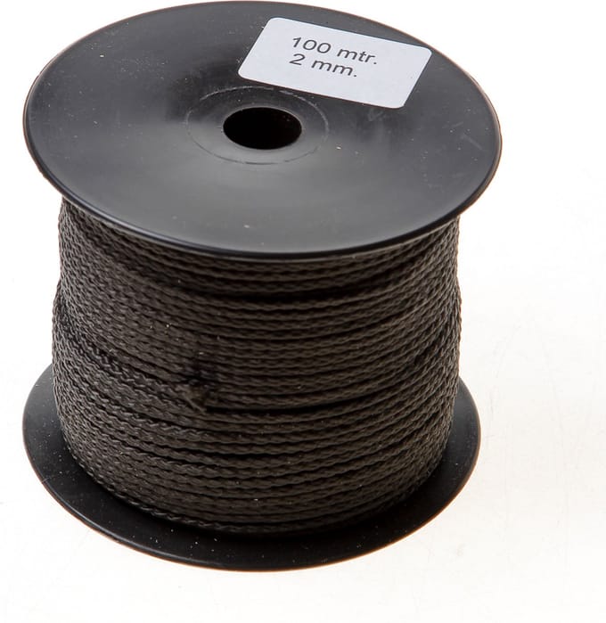 100 mtr - Touw - Zwart - 2mm - Gevlochten Koord