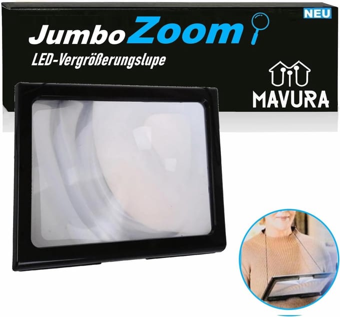 Grote Leesloep - Vergrootglas XXL - Tekst Vergroten - Met LED Verlichting - A4 Formaat - Zwart