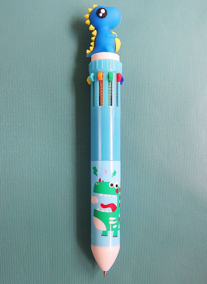 10-kleuren balpen dinosaurus blauw