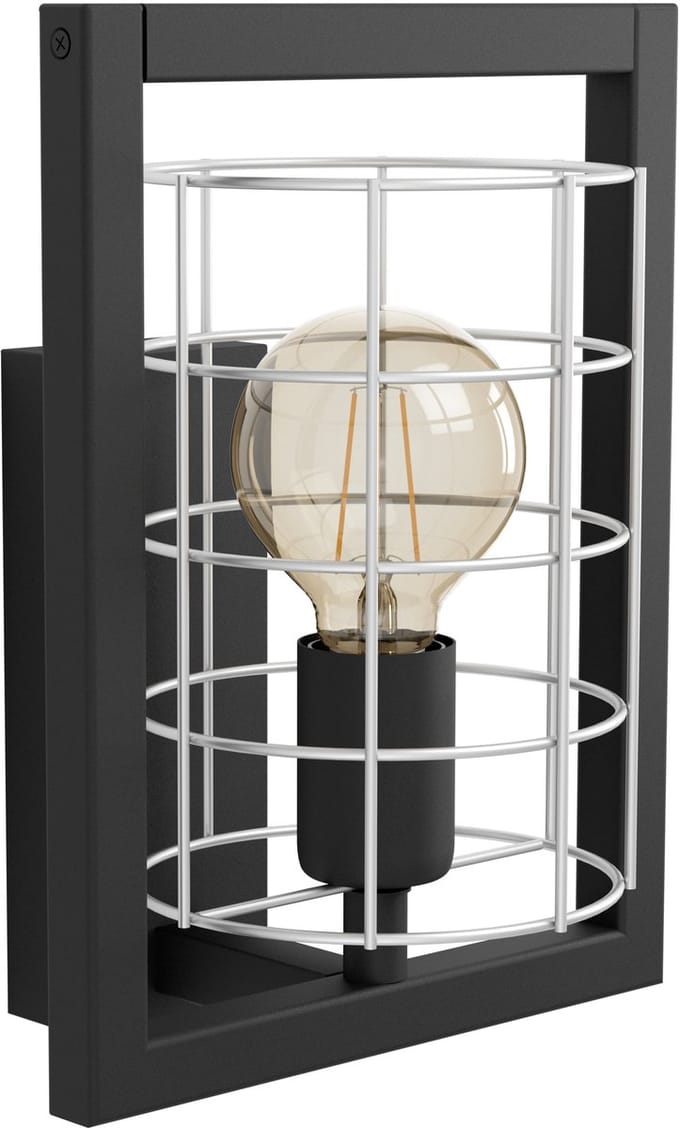 EGLO Jubily Wandlamp - 22 cm - E27 - Staal - Industrieel - Zwart