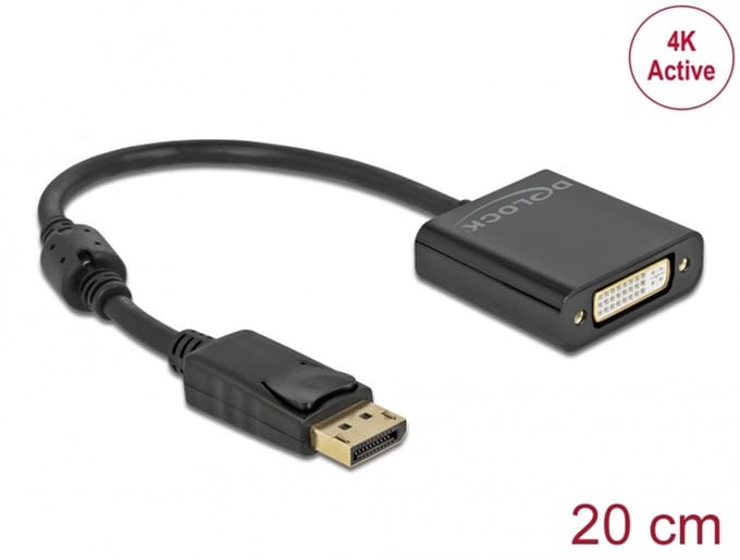 Delock Adapter DisplayPort 1.2 male to DVI female 4K Active black