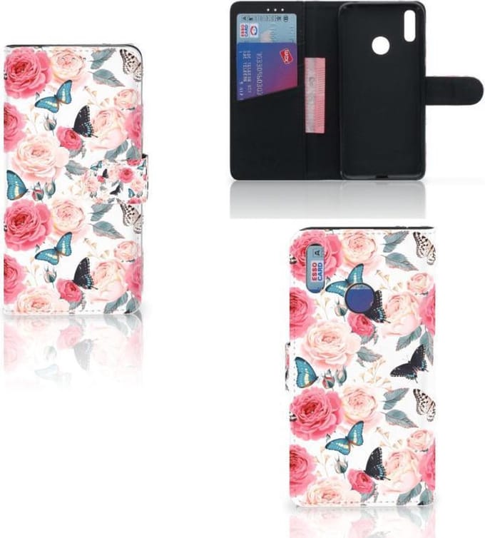 Huawei Y7 (2019) Hoesje Butterfly Roses