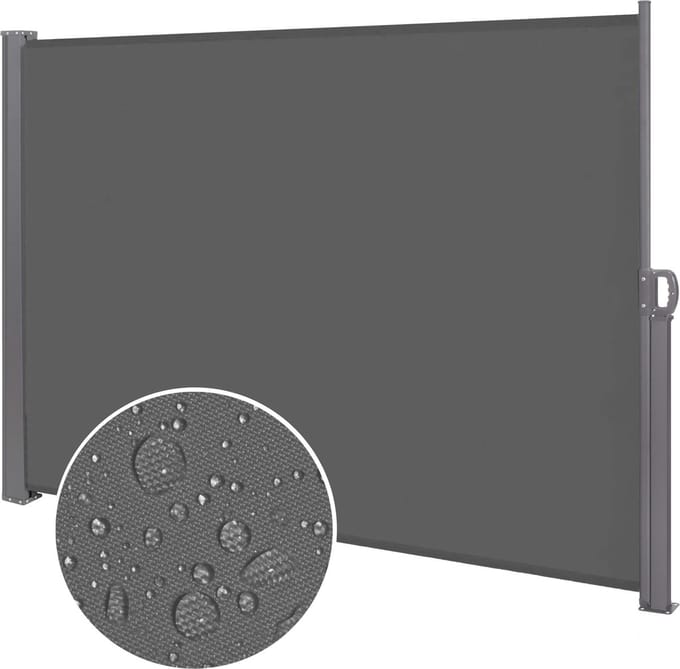 Springos Windscherm - Tuinscherm - Oprolbaar - Waterbestendig - Staal - Aluminium - Grafiet - 400 X 180 CM