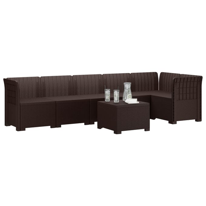vidaXL - 6-Zits - Tuinbank - Rattan - uitstraling - PP - Bruin
