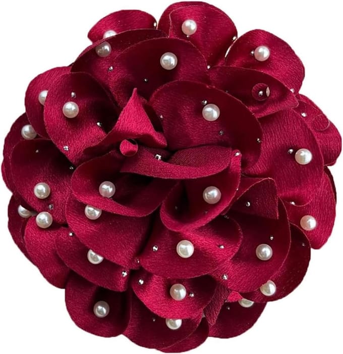Grote Broche Bloemen - Bloemenaccessoire Parel - Feestelijke Decoratie - Handgemaakt Ontwerp - Groot formaat - Wit